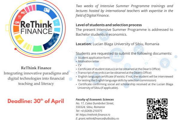 Intensive Summer Programme for Economics Students “FINTECH: DIGITAL FINANCE AND BLOCKCHAIN”